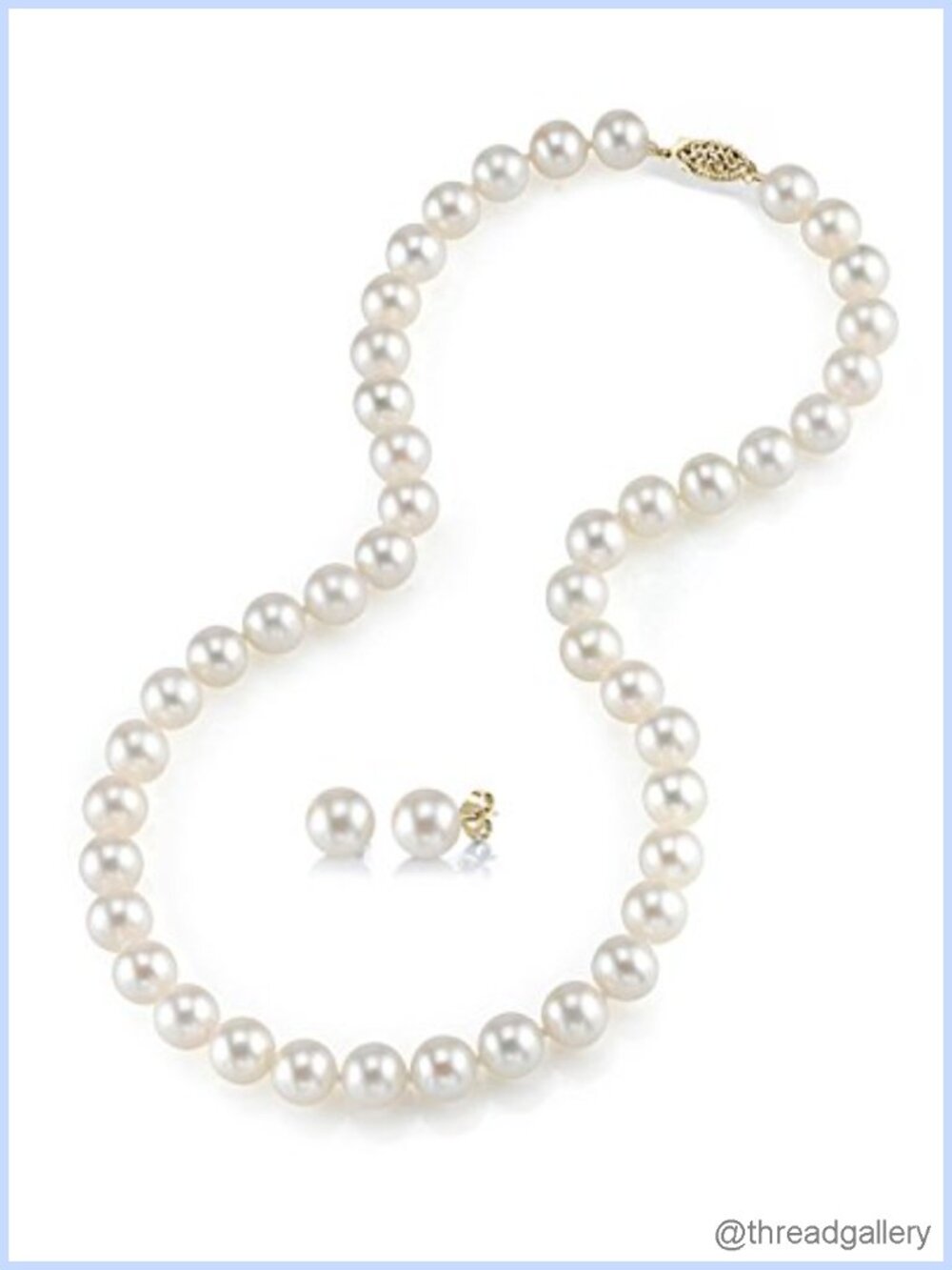 14K Gold Freshwater Pearl Necklace Earrings Set 7-8mm Choker Women